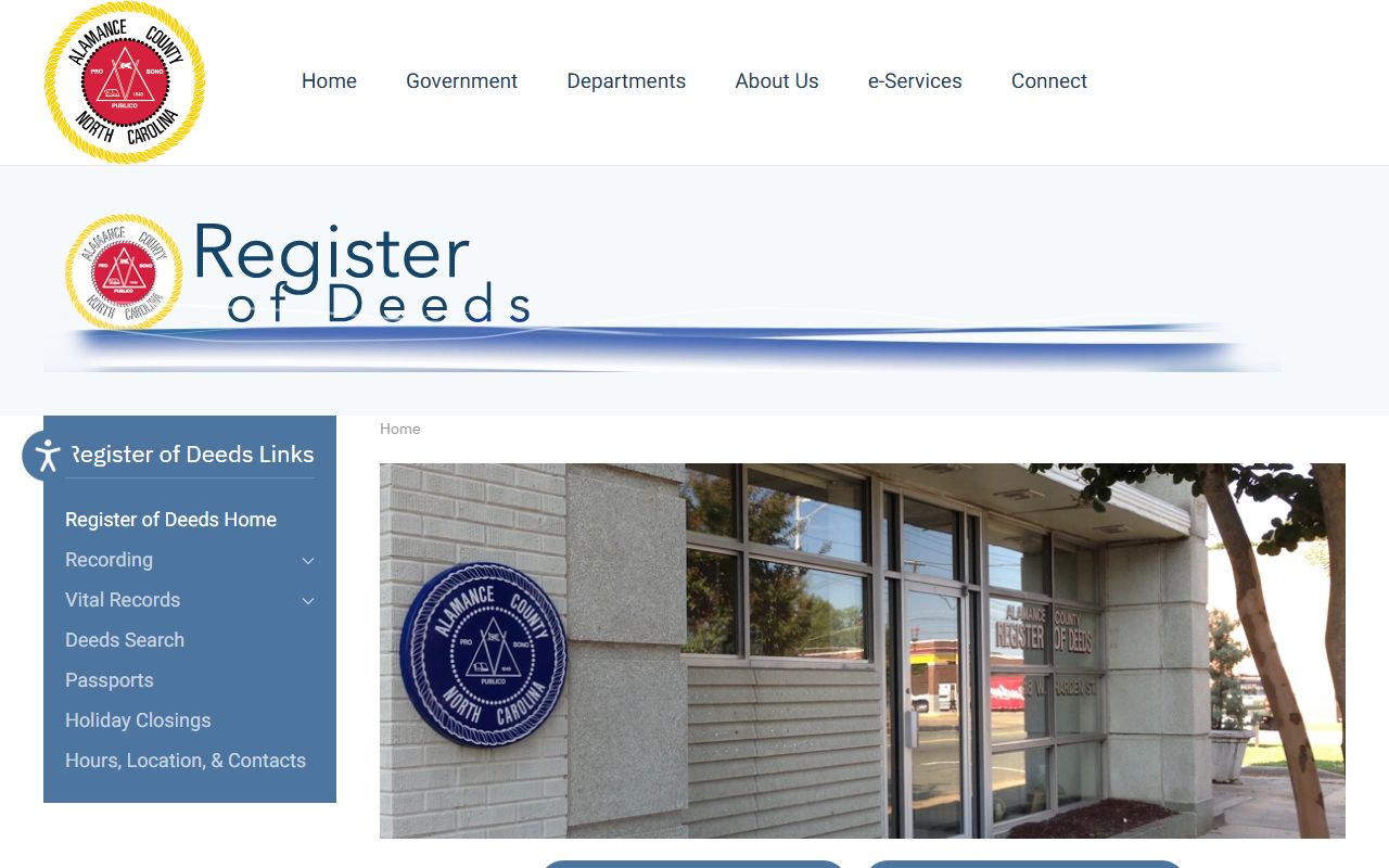 Alamance County Register of Deeds office website for marriage license records