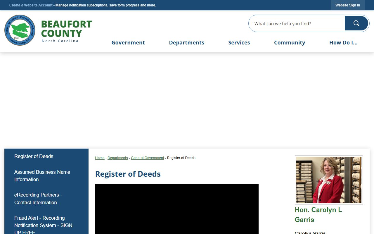 Beaufort County Register of Deeds office page for marriage license services in Washington NC