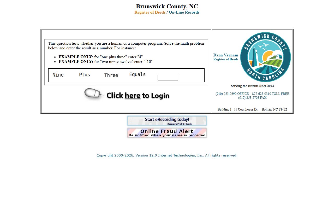Brunswick County online recorded document search for marriage license records