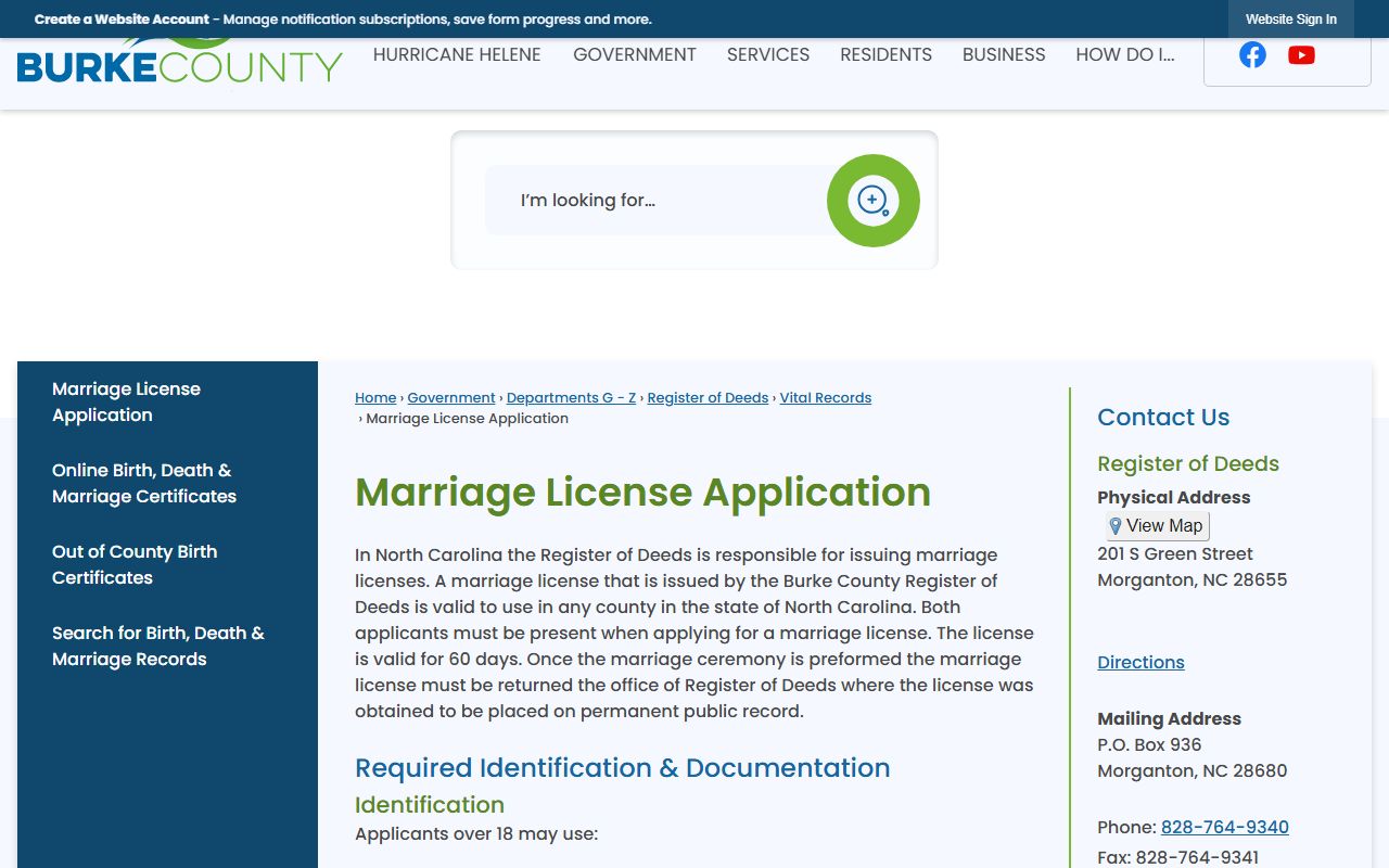 Burke County online marriage license application form