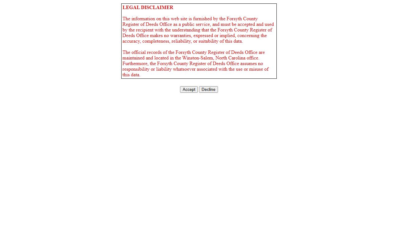 Forsyth County records search portal for marriage and land records