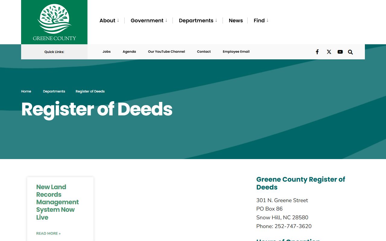 Greene County Register of Deeds page for marriage license information