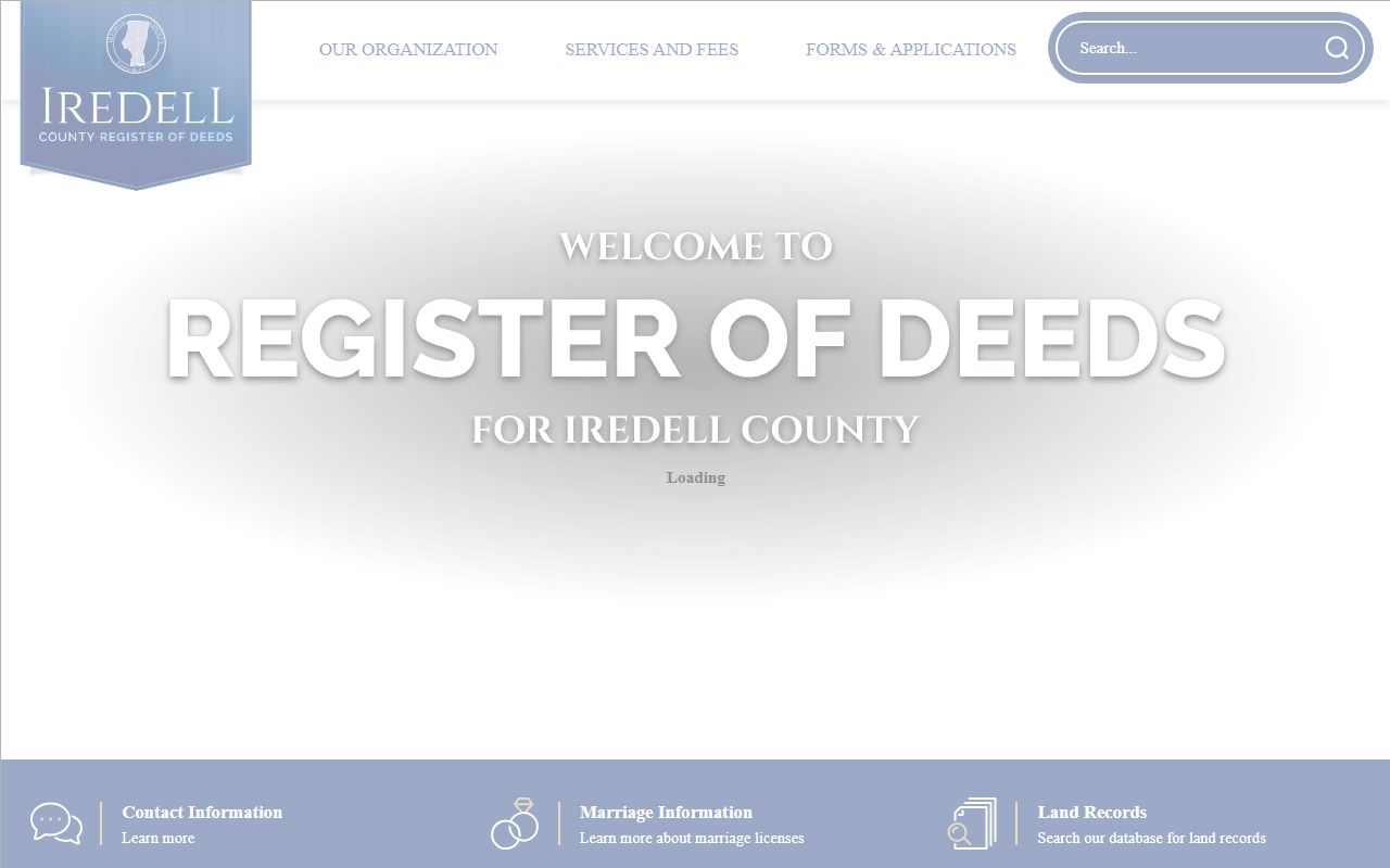 Iredell County Register of Deeds main page for marriage license services