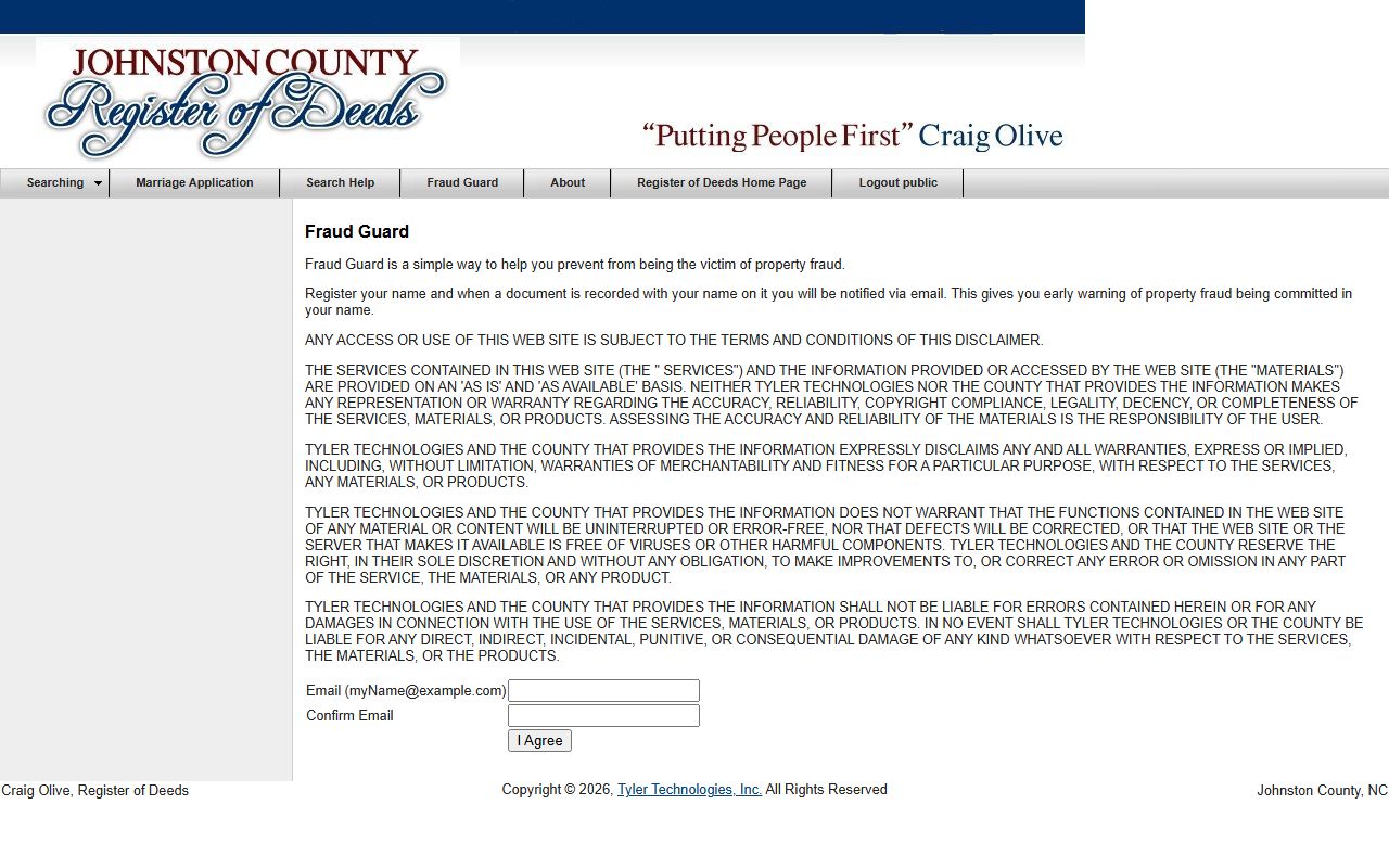 Johnston County FraudGuard property protection for marriage license and public records