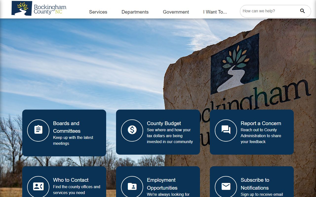 Rockingham County website homepage for marriage license records