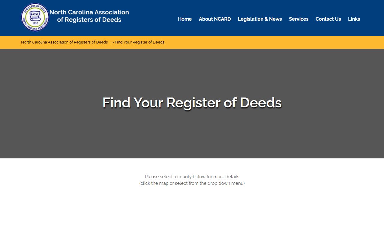 North Carolina county finder tool for locating Register of Deeds offices for marriage license records