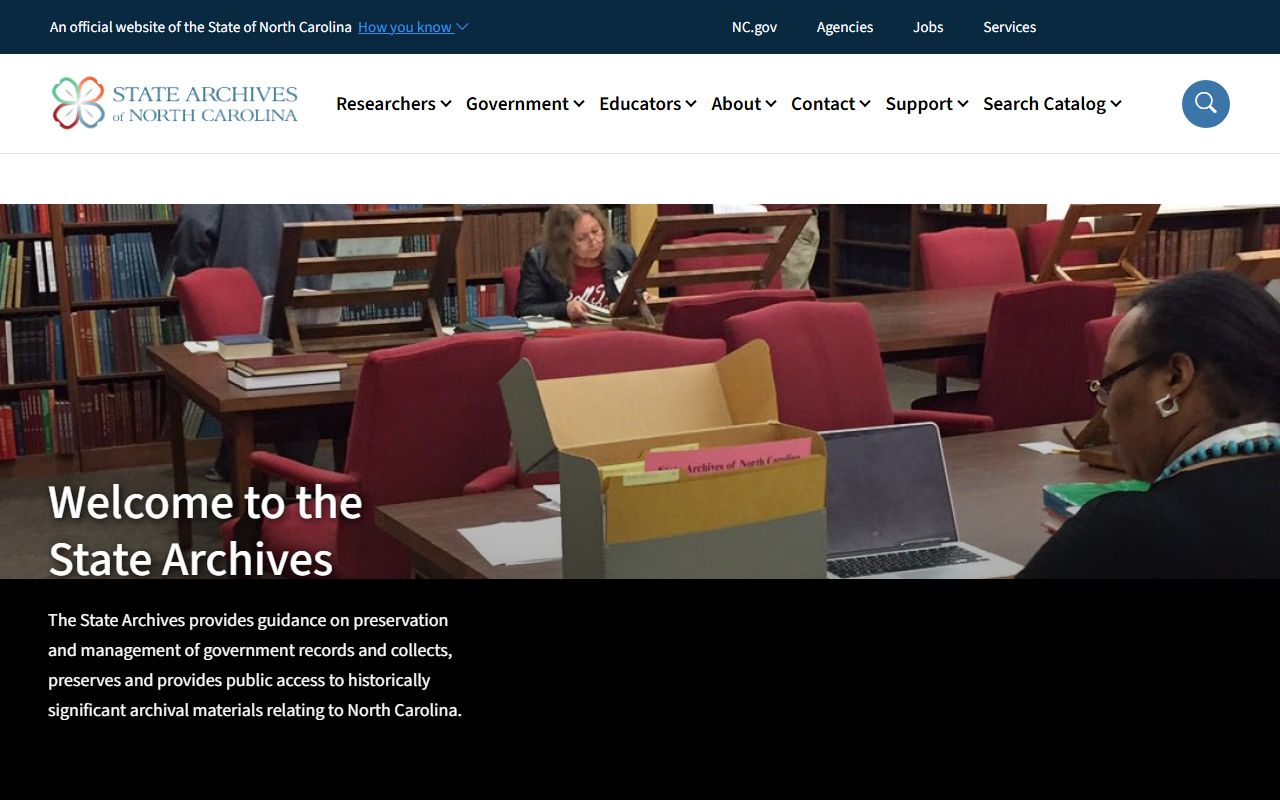 North Carolina State Archives repository for historical marriage license records